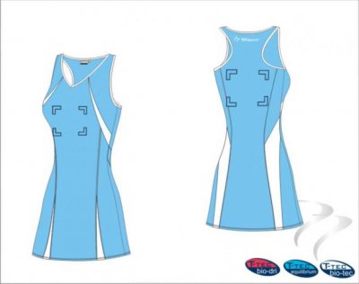 Bio Tec Baby Blue White Women's Netball Dress